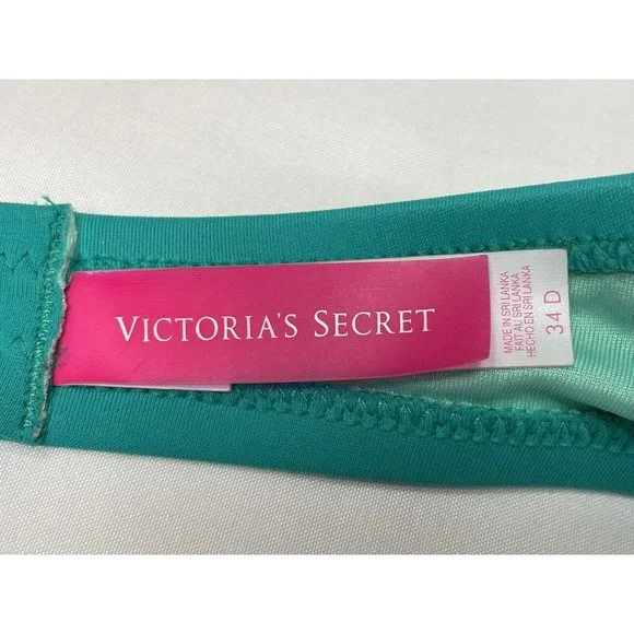 VICTORIA'S SECRET sz 34D Teal Strapless padded Underwire bikini top EUC - Picture 3 of 3
